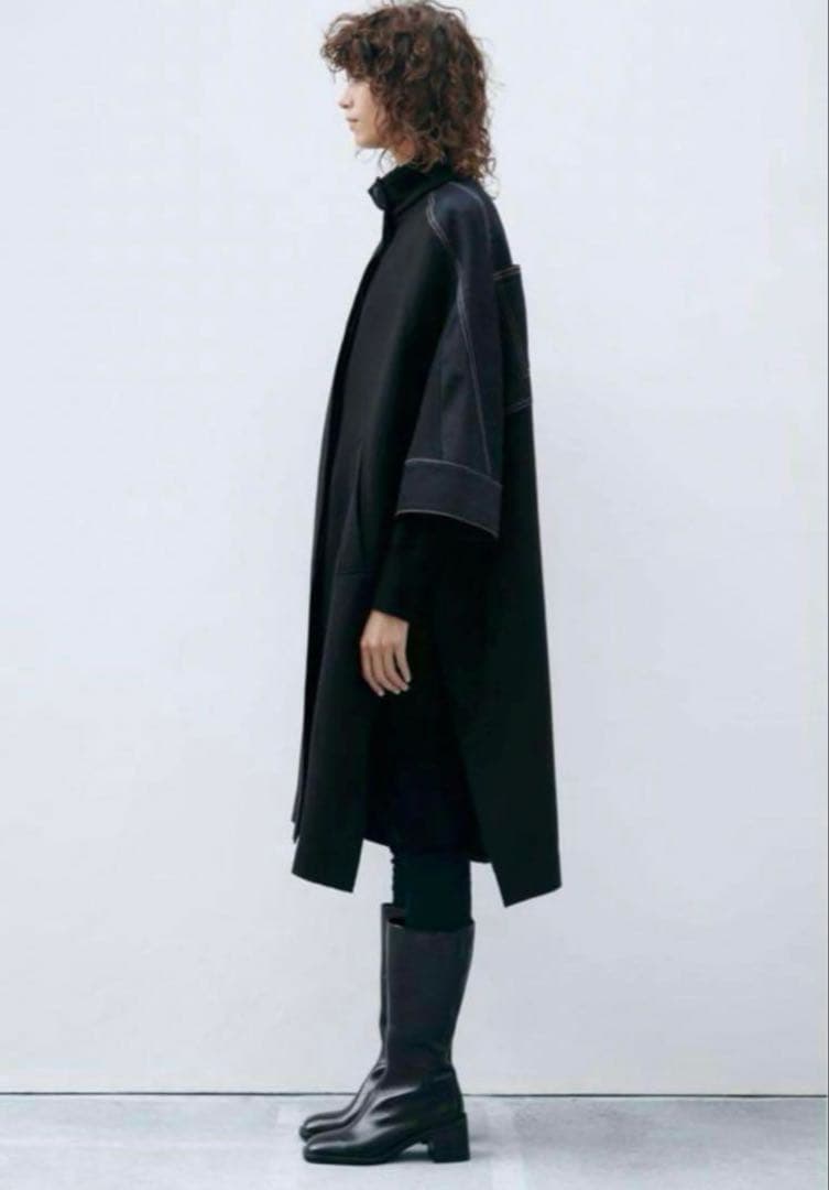 【希少】ZARA ポンチョコート MANTECO デニム M ブラック