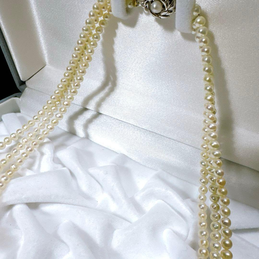 テリ良 あこや真珠 3連ネックレス ベビーパール シルバー刻印