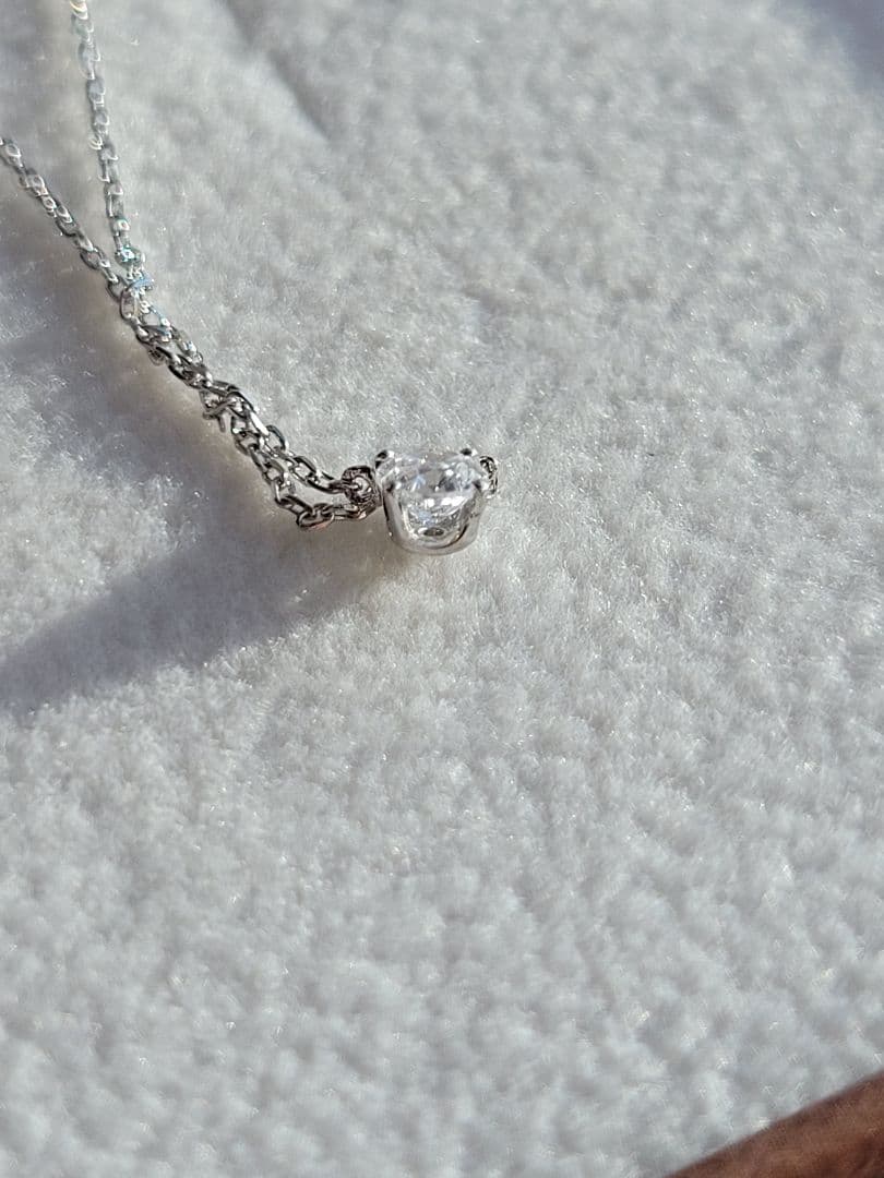 美品★4℃ K10 WG ジルコニア ネックレス ペンダント ゴールド