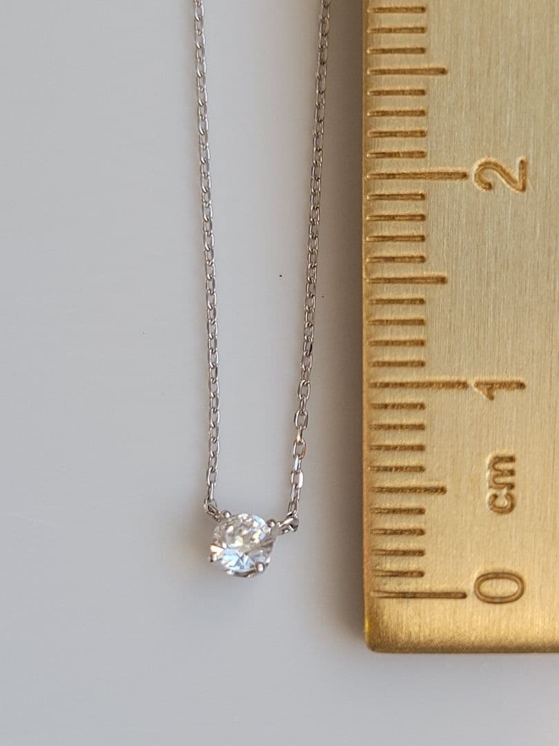 美品★4℃ K10 WG ジルコニア ネックレス ペンダント ゴールド