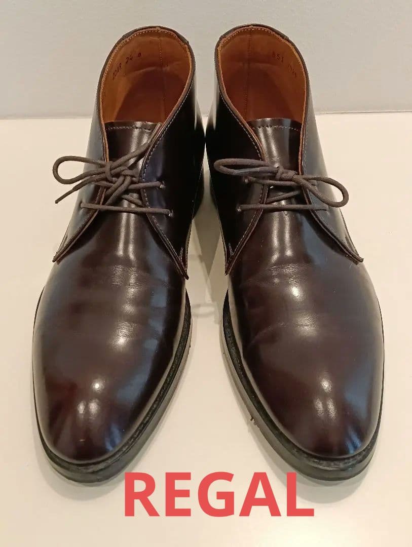 【美品】リーガル　24cm 茶　REGAL 冬靴　冬底　革靴　チャッカブーツ