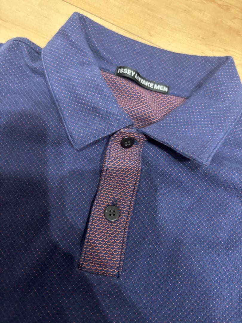 issey miyake men ポロシャツ　ネイビー