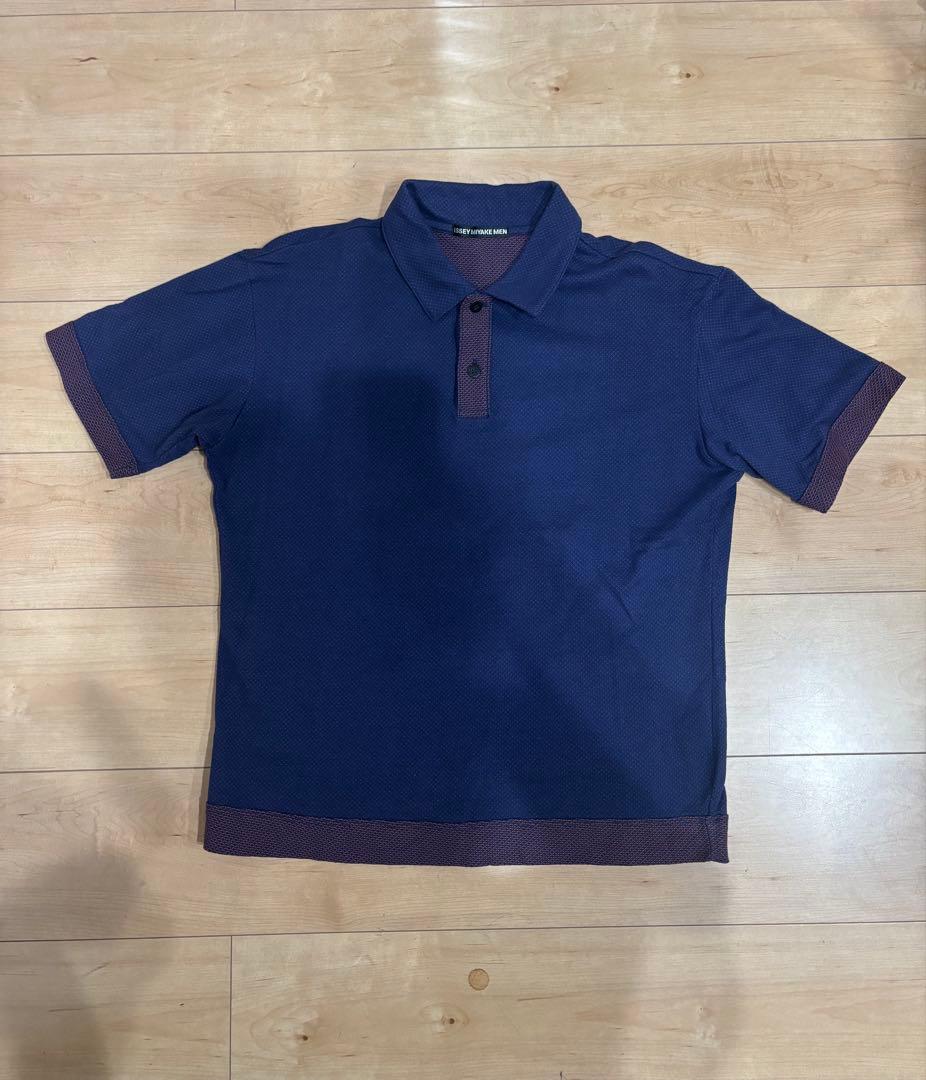 issey miyake men ポロシャツ　ネイビー