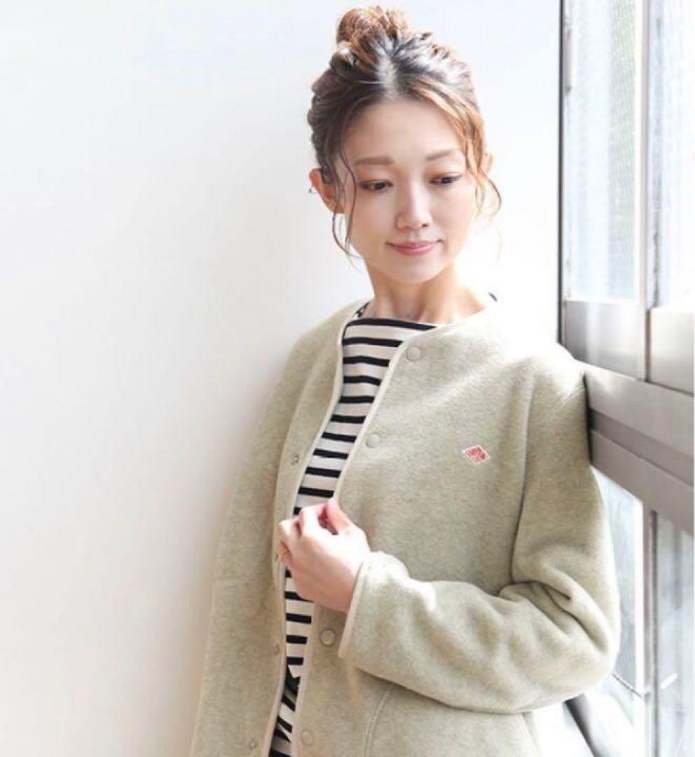 DANTON/ダントン　フリース ノーカラーカーディガン　マーブル 36