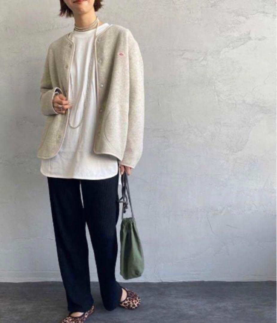 DANTON/ダントン　フリース ノーカラーカーディガン　マーブル 36