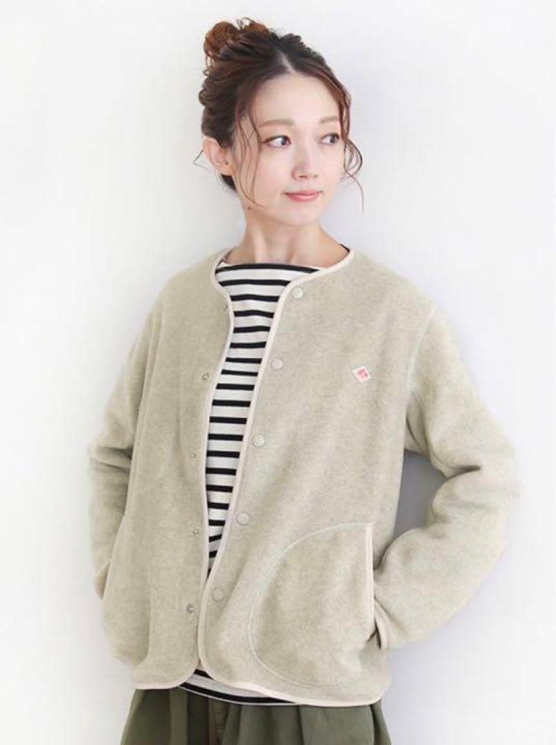 DANTON/ダントン　フリース ノーカラーカーディガン　マーブル 36