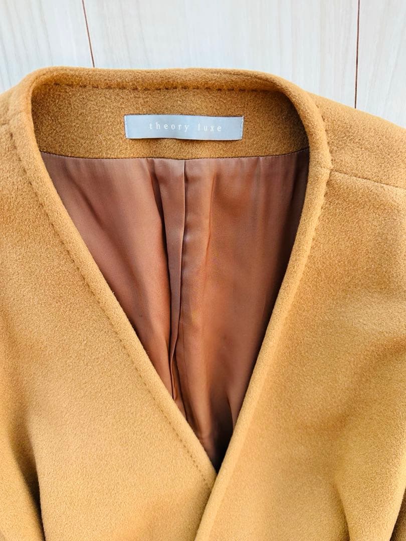 セオリーリュクス 2WAYコート カシミヤ100% Aライン キャメル 38