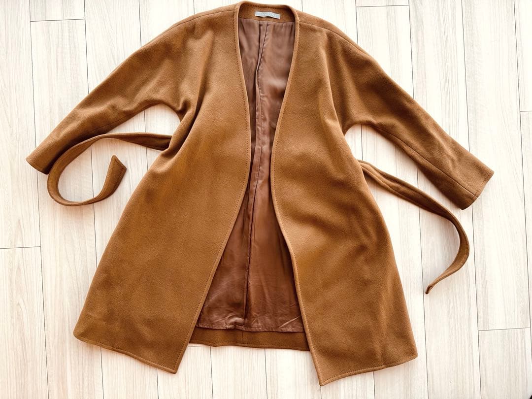 セオリーリュクス 2WAYコート カシミヤ100% Aライン キャメル 38