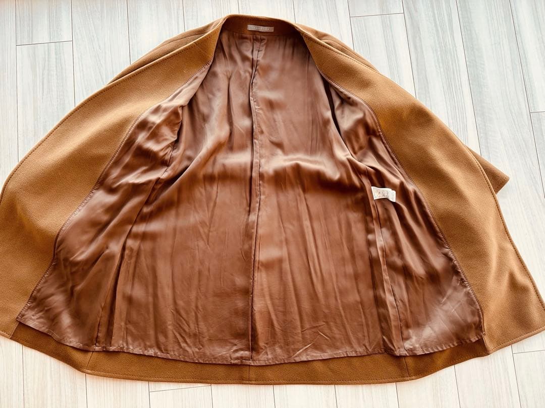 セオリーリュクス 2WAYコート カシミヤ100% Aライン キャメル 38