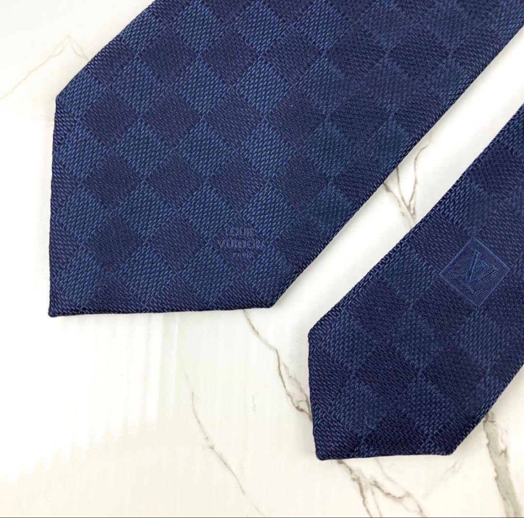 【ソルまる】未使用級　現行モデル　ルイヴィトン　ネクタイ　ダミエ　ロゴ