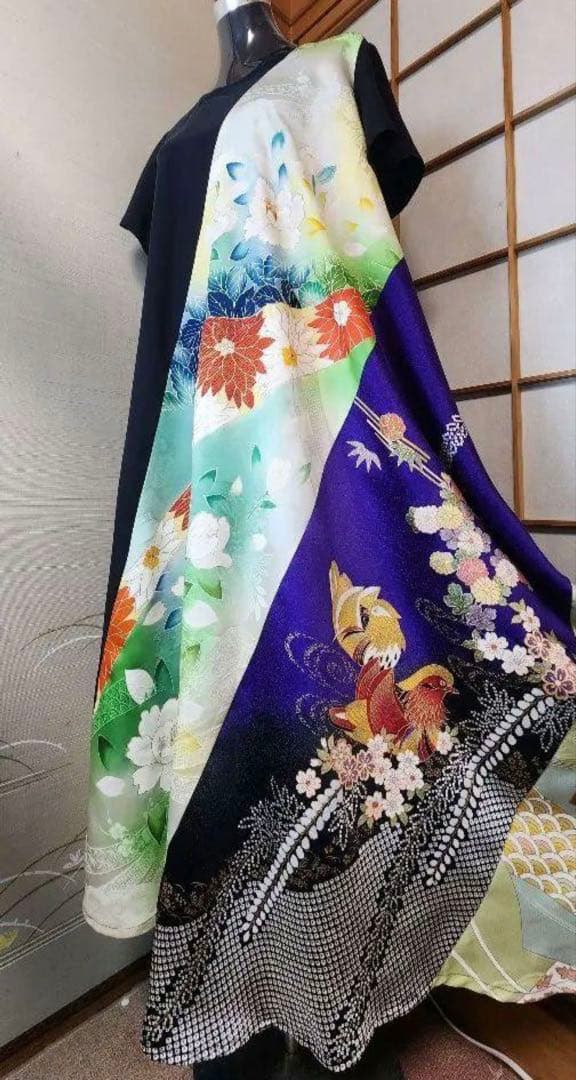 リメイクワンピース　振袖着物