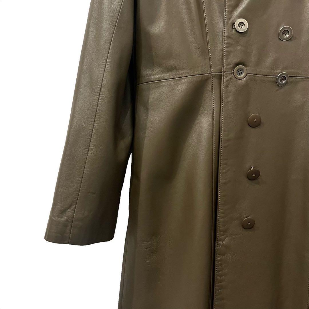 old BALMAIN ラムレザーダブルブレストロングコート 名作 アーカイブ