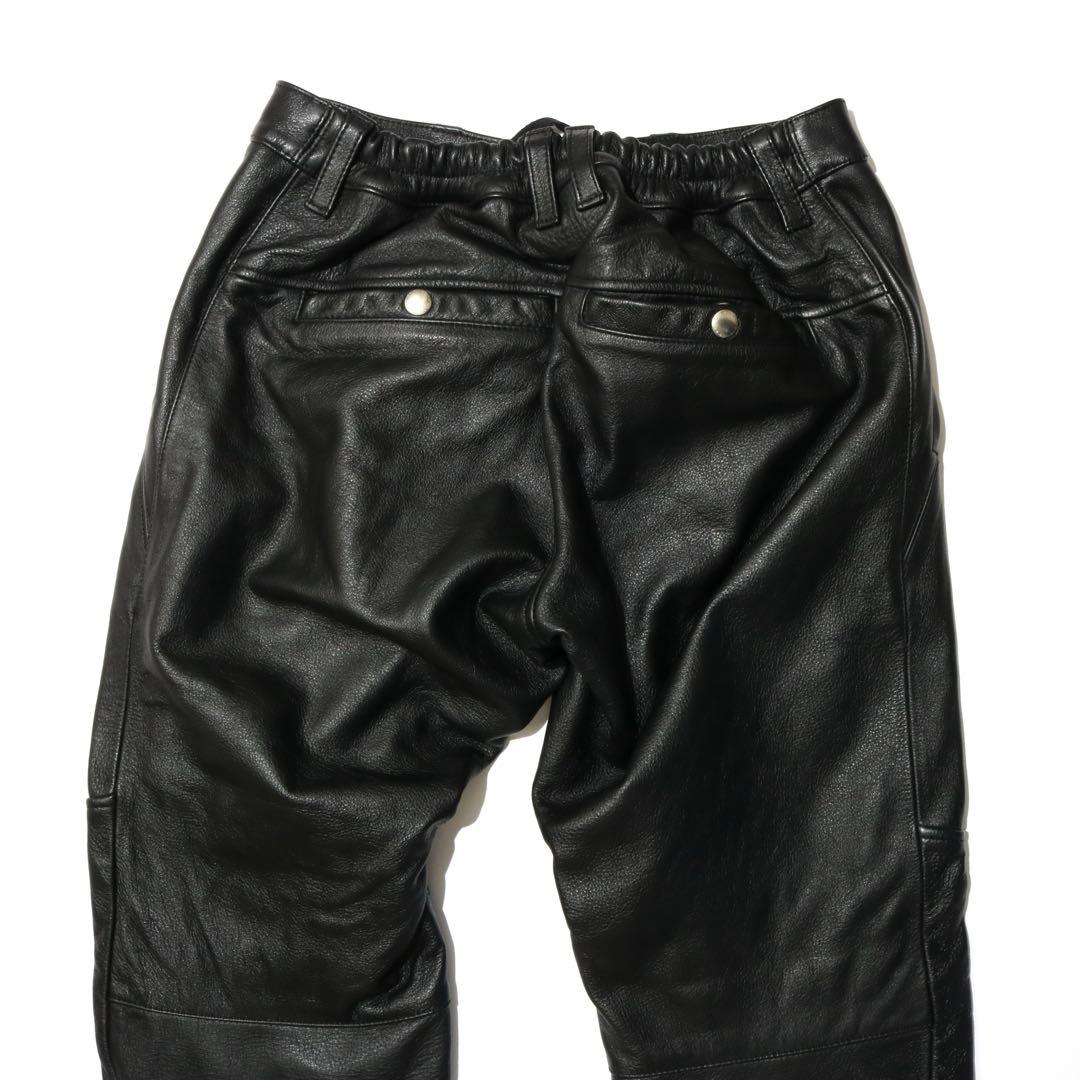 【美品】本革レザージョガーパンツ Mサイズ 膝プロテクターポケット付 牛革