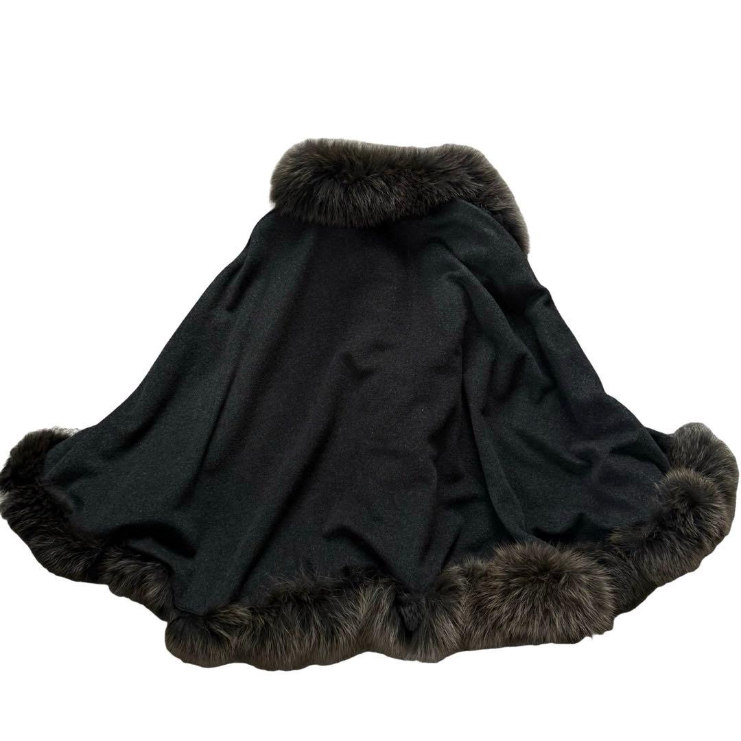 SAGA FURS タグ付き ポンチョ カシミヤ100 ブルーフォック レッキス