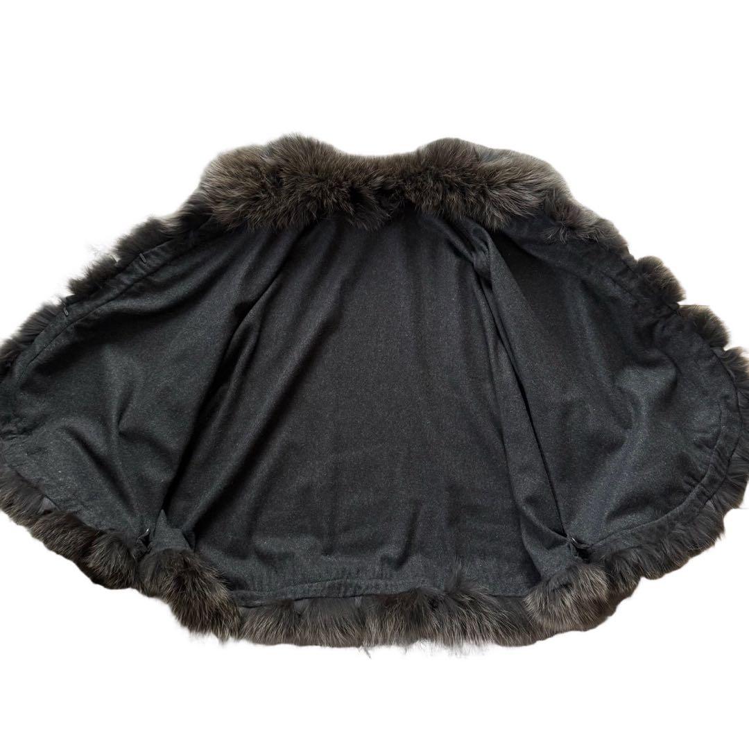 SAGA FURS タグ付き ポンチョ カシミヤ100 ブルーフォック レッキス