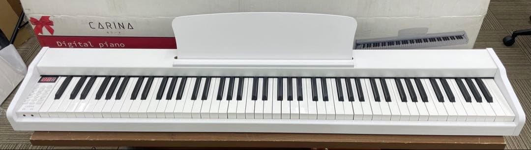 電子ピアノ88鍵盤　木目調ボディ　給電タイプ　ホワイト