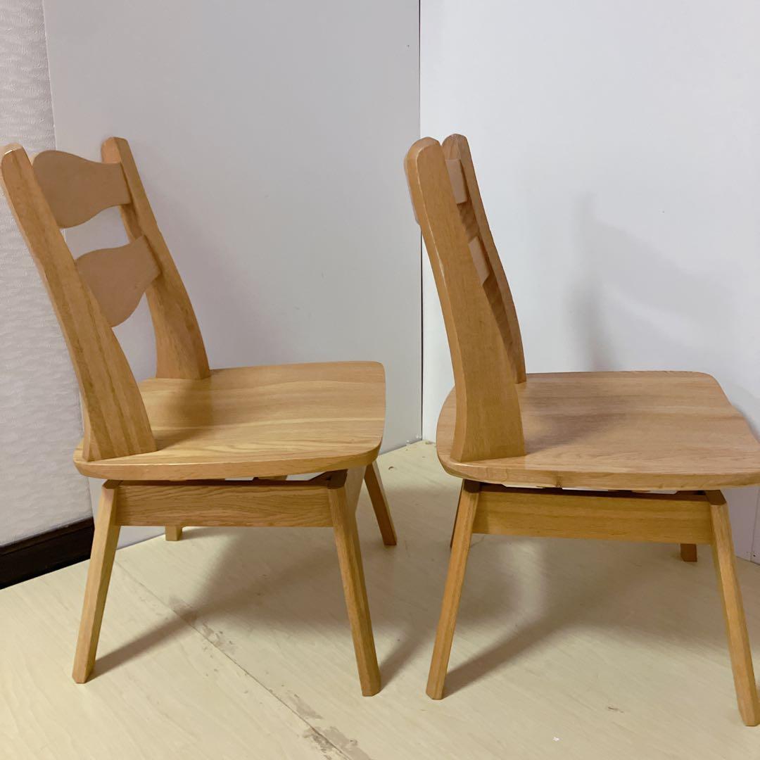 天然木　木製　回転チェア　2脚セット　ダイニングチェア　回転椅子　北欧