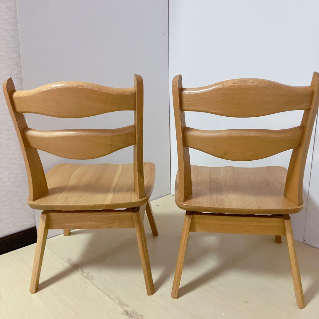 天然木　木製　回転チェア　2脚セット　ダイニングチェア　回転椅子　北欧