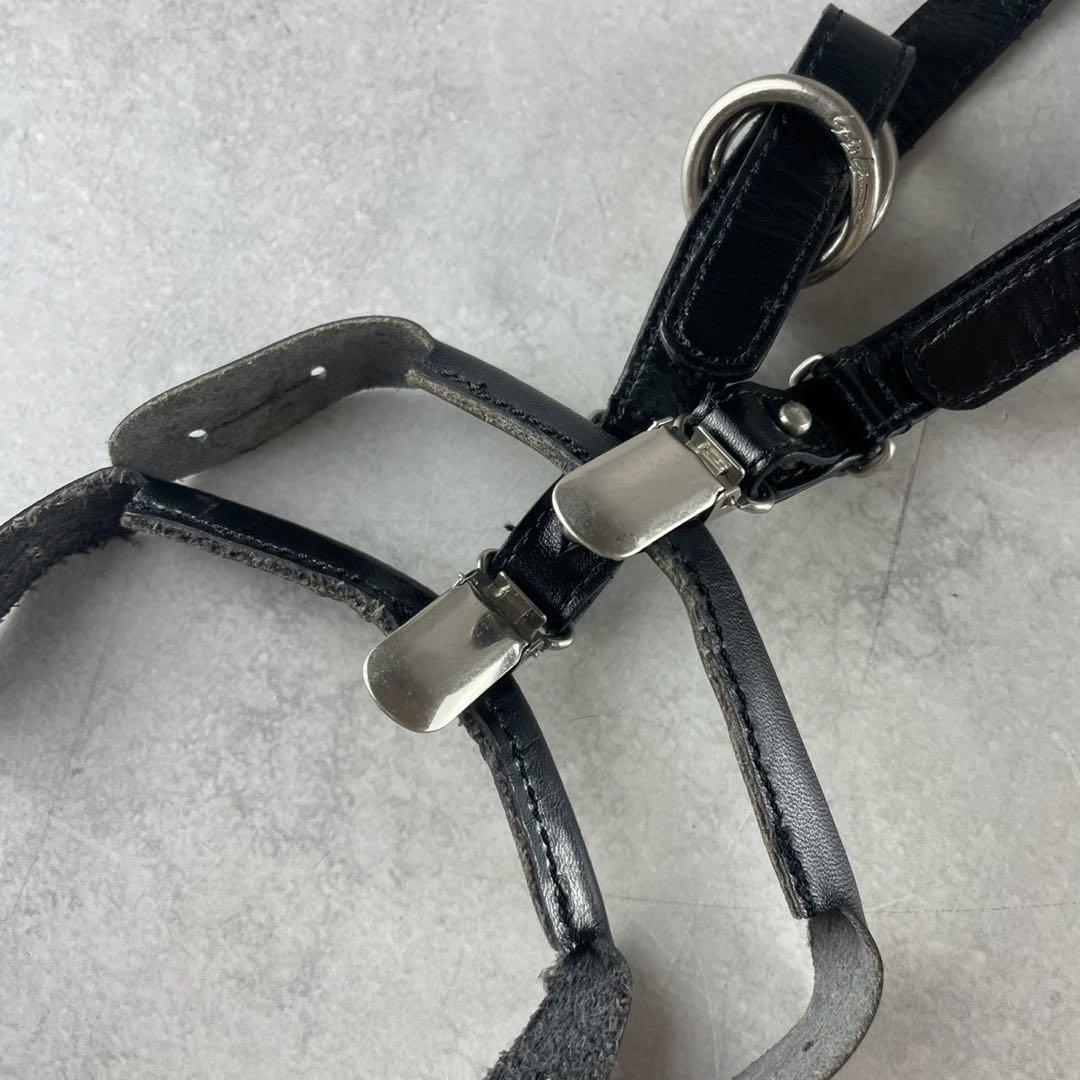 極美品⭐️Yohji Yamamoto レザー サスペンダーベルト ブラック