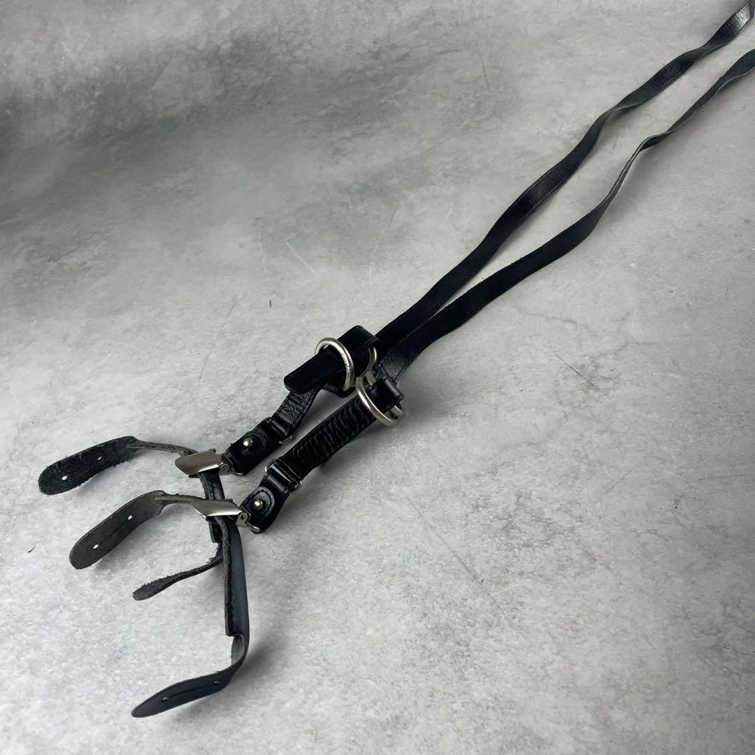 極美品⭐️Yohji Yamamoto レザー サスペンダーベルト ブラック