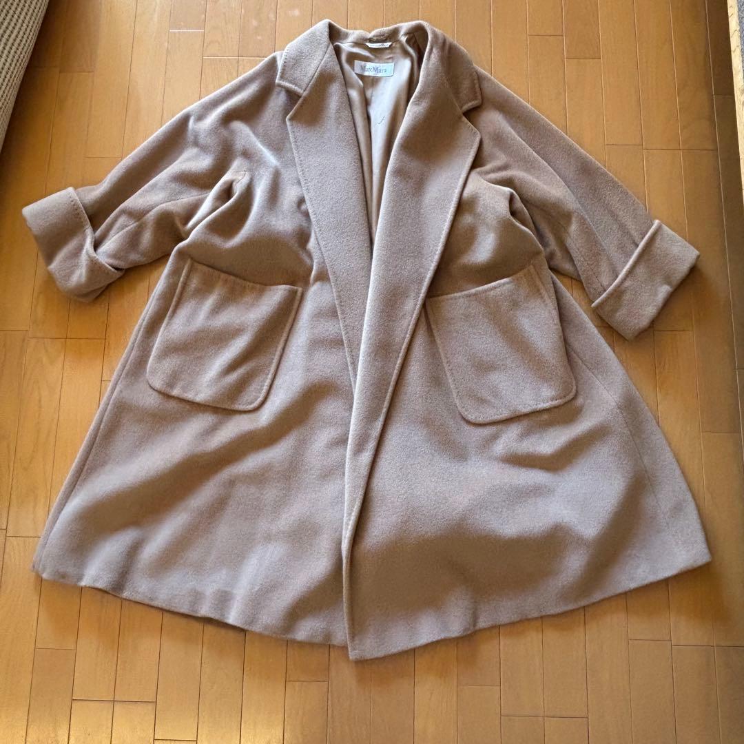 MaxMara★カシミヤ混　エレガントガウンコート　40 キャメル　ビンテージ