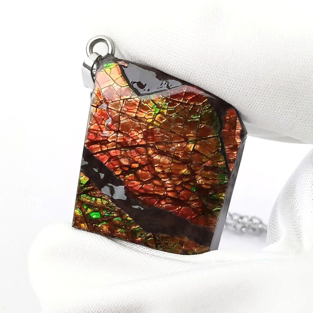 ネックレス｜超強力パワー！標本としても◎｜化石宝石　ドラゴンスキン・アンモライト