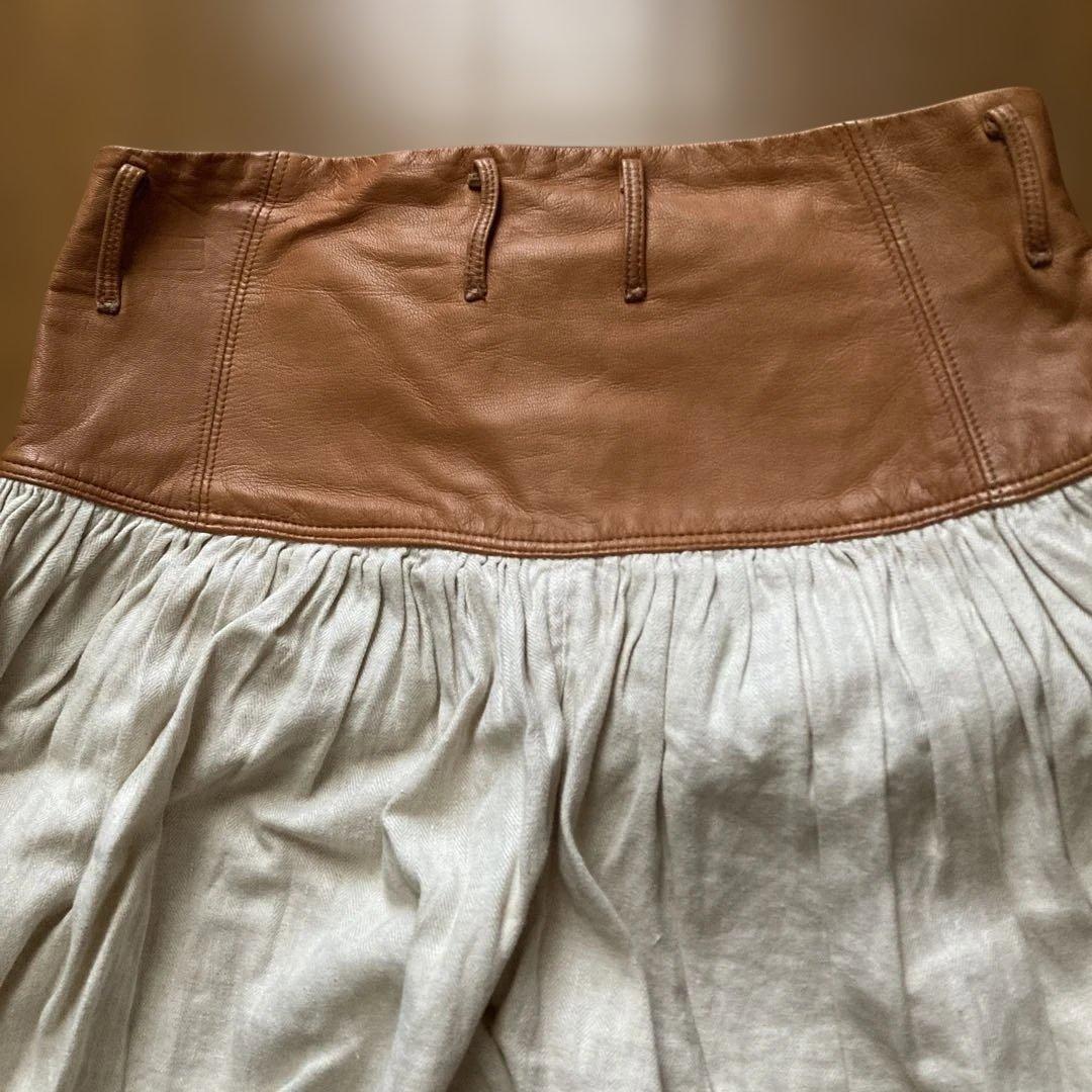KAPITAL レザーとリネンのキュロット
