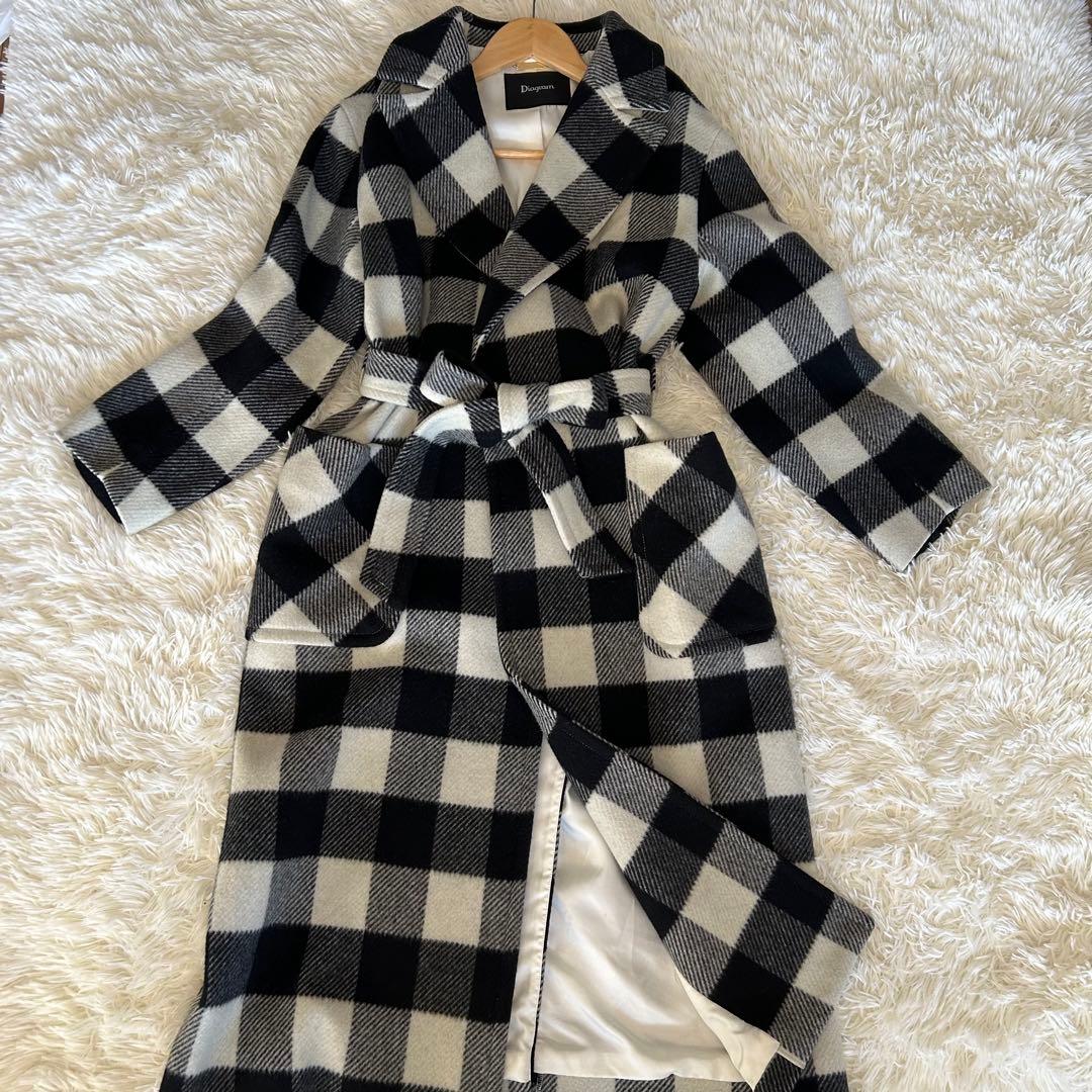 美品✨ダイアグラム　ウール　チェック　ロングコート　グレースコンチネンタル