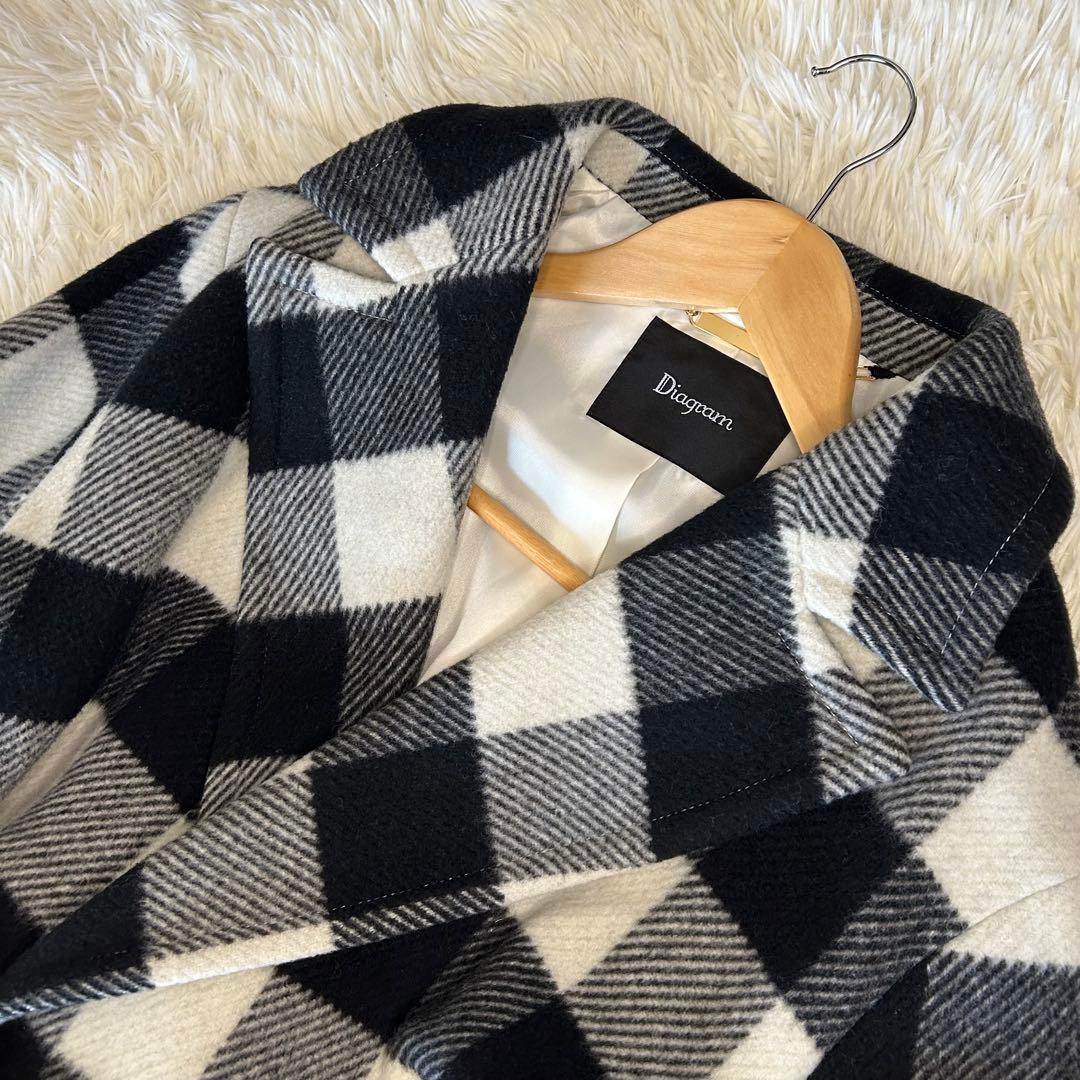 美品✨ダイアグラム　ウール　チェック　ロングコート　グレースコンチネンタル