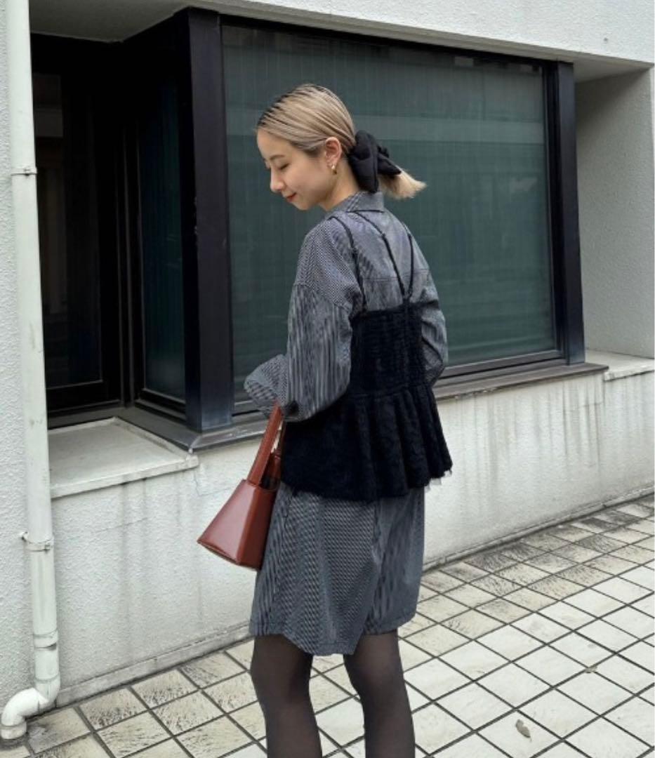 Ameri アメリ/ STRIPE SHIRT ROMPERS