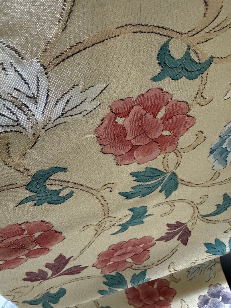 【銘品新品】西陣老舗機元「織昌みやび謹製」 「明綴れ」手織り「牡丹唐草文様」