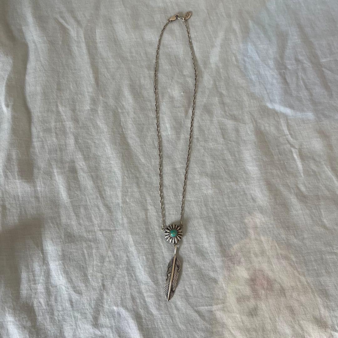 ラルフローレン　ターコイズ付き羽根デザインネックレス