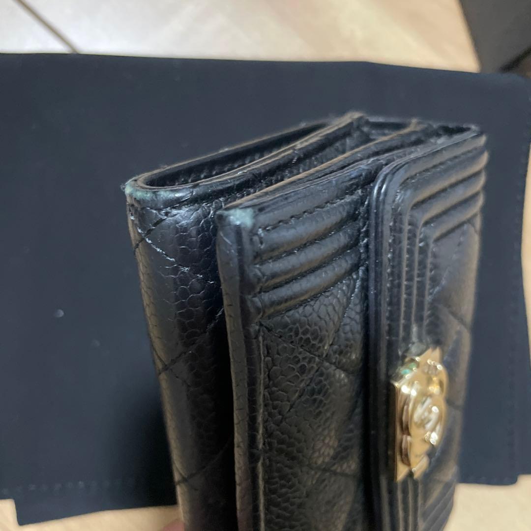 値下げ　CHANEL 三つ折り財布 ブラック