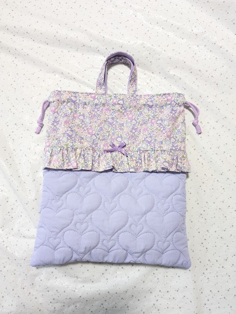 リバティ　レッスンバッグ上履き入れ体操服袋　ミシェル×ハートキルト