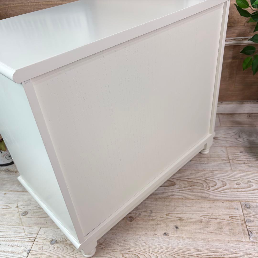 訳あり品！【128】フレンチカントリー北欧調ホワイト扉キャビネット木製飾り棚収納