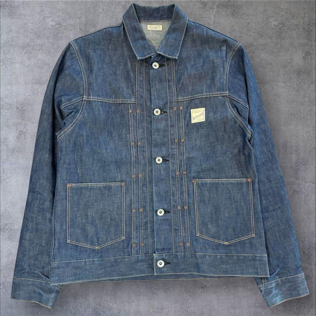 美品 BELAFONTE カバーオール デニムジャケット ワッペンロゴ 月桂樹