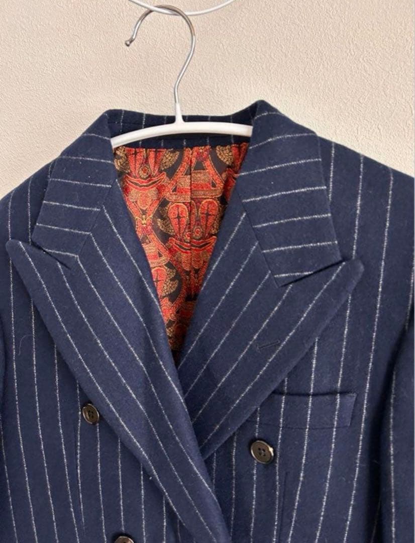 WACKO MARIA ネイビー ストライプ ダブルジャケット