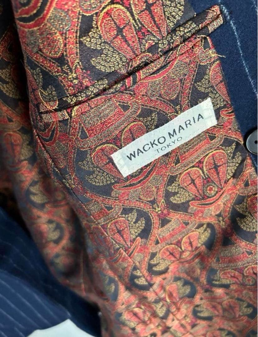 WACKO MARIA ネイビー ストライプ ダブルジャケット