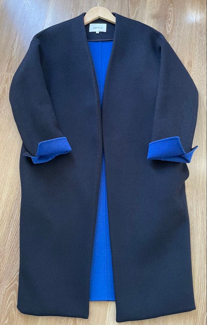 ENFOLD ウールリバーノーカラーコート