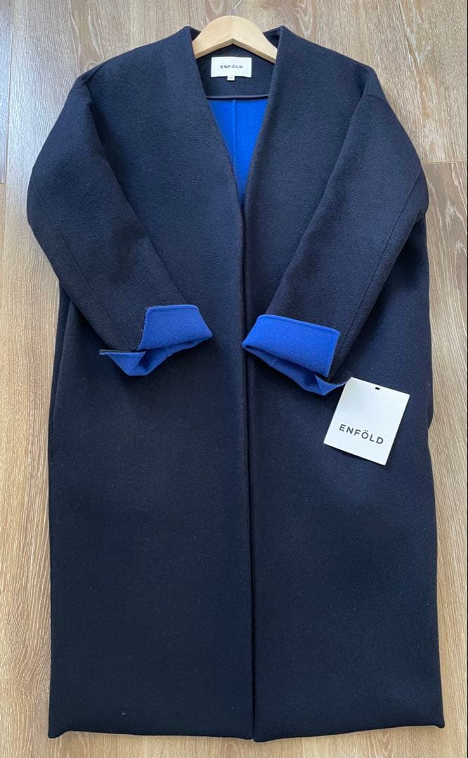 ENFOLD ウールリバーノーカラーコート