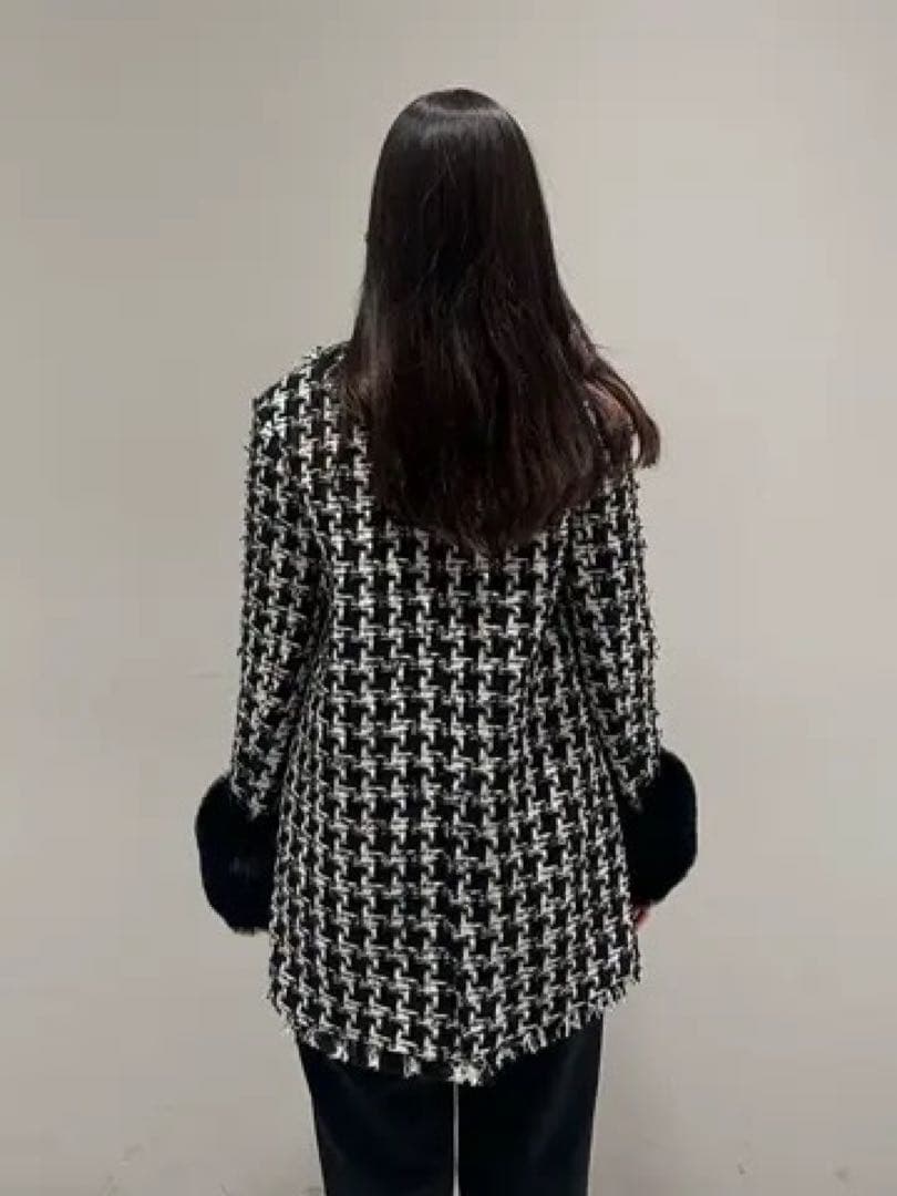 【美品】GRACECONTINENTAL ツイードファーコート　ラメ