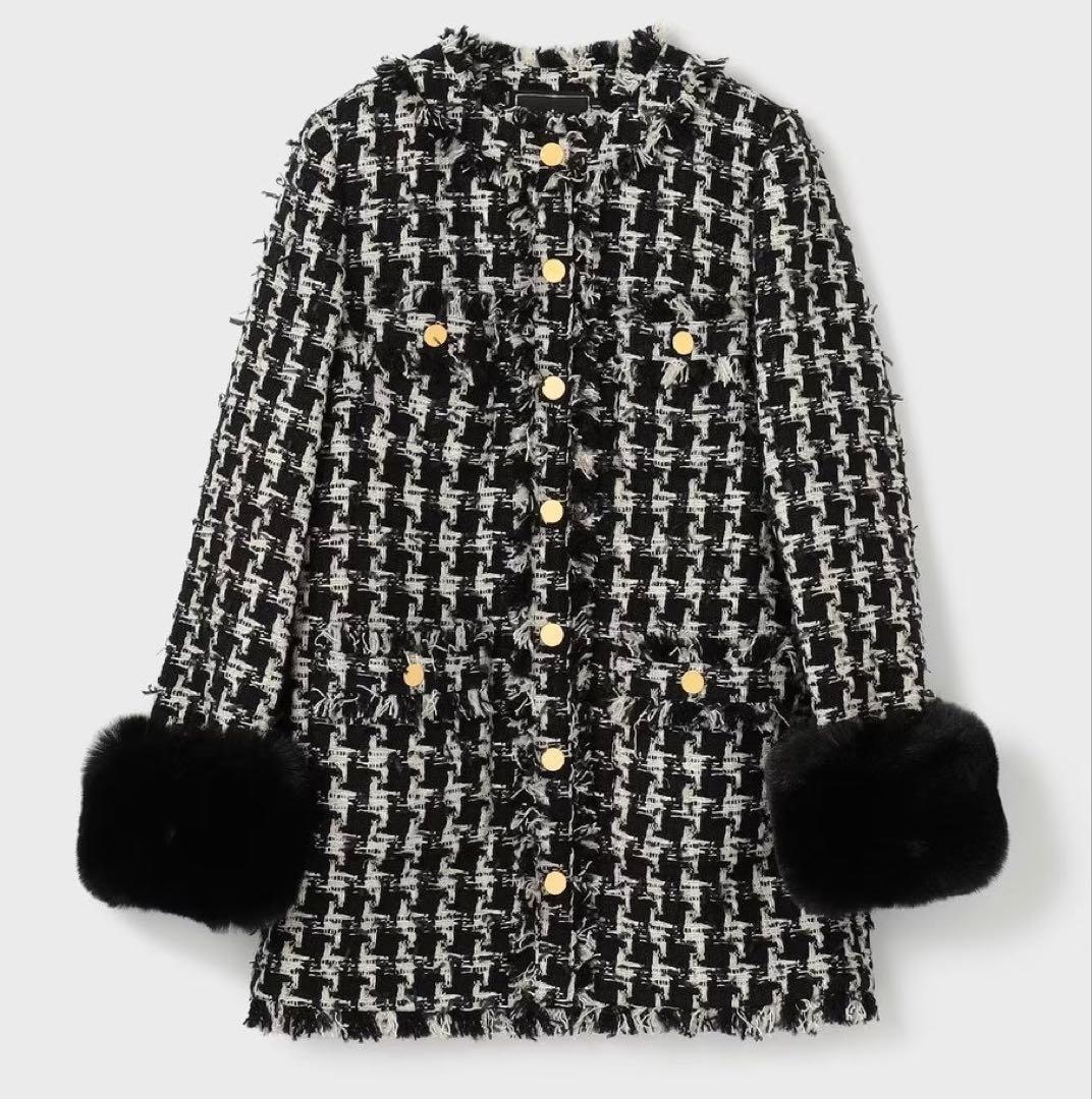 【美品】GRACECONTINENTAL ツイードファーコート　ラメ