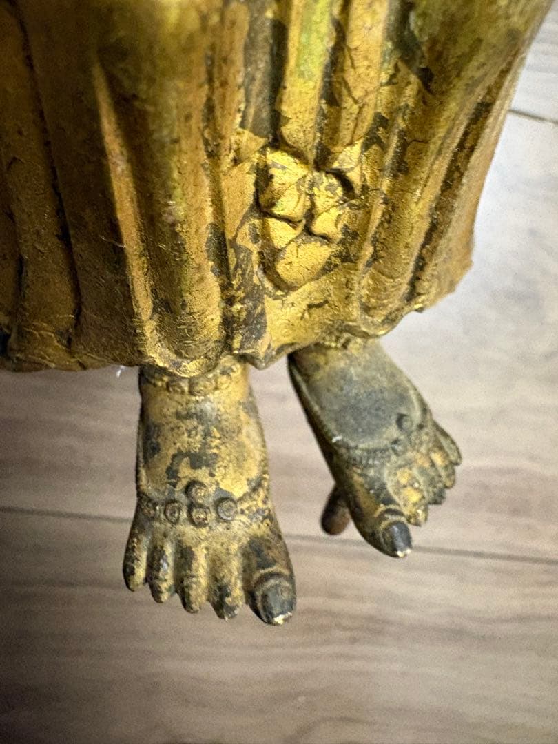 h*k様 八臂十一面塗金観音立像　古銅製 清時代 古董 重約1100克