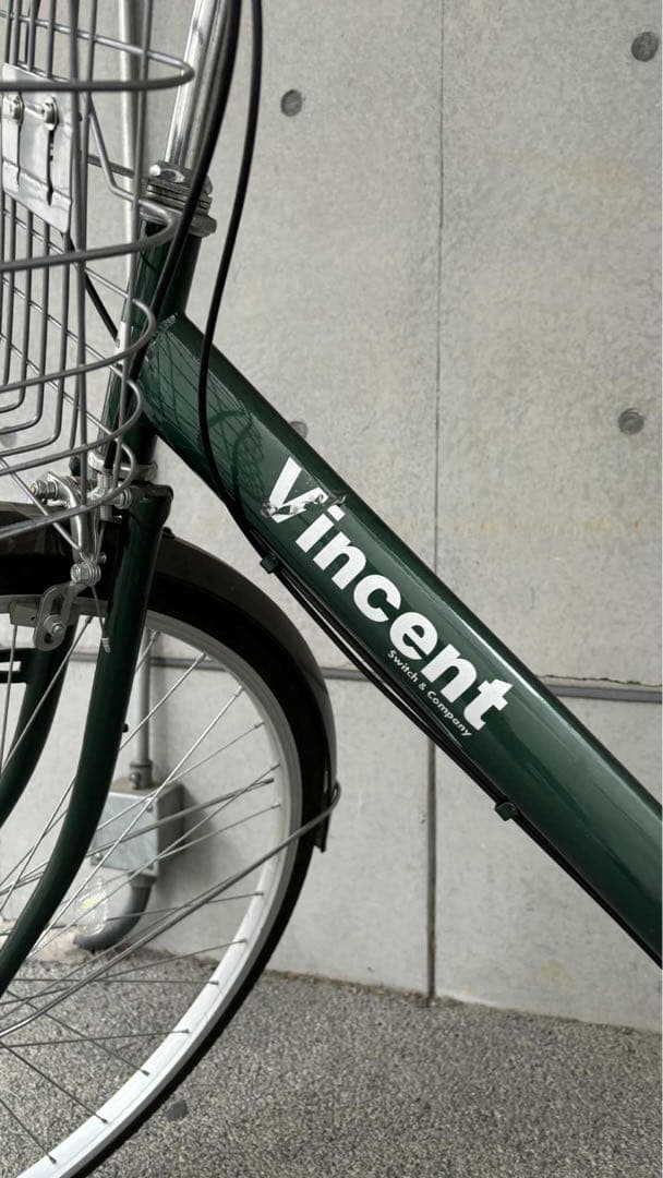 Vincent シティサイクル 緑色 バスケット付き
