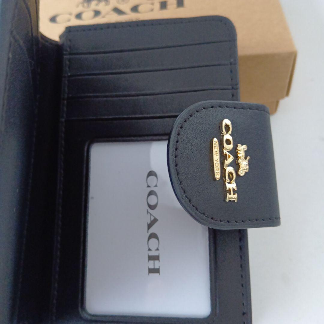 ✨️COACH ブラック シグネチャー✨️　二つ折り財布　保存袋＆お箱付き