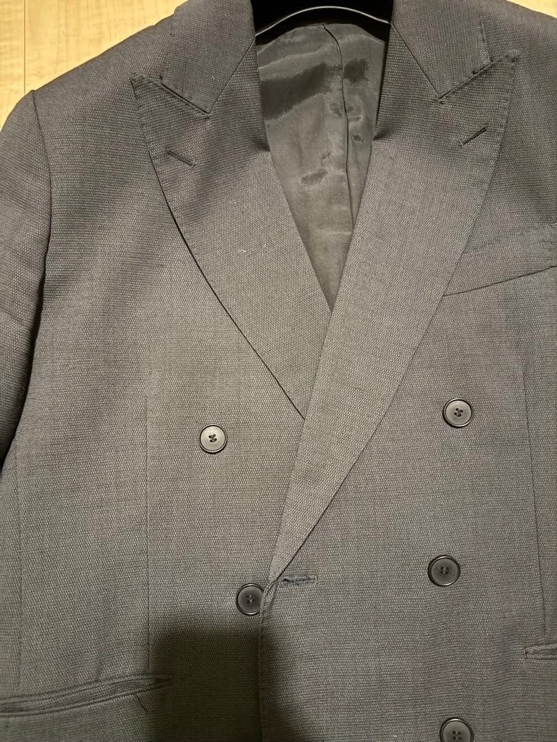 ダークブルー ダブルブレスト テーラードジャケット