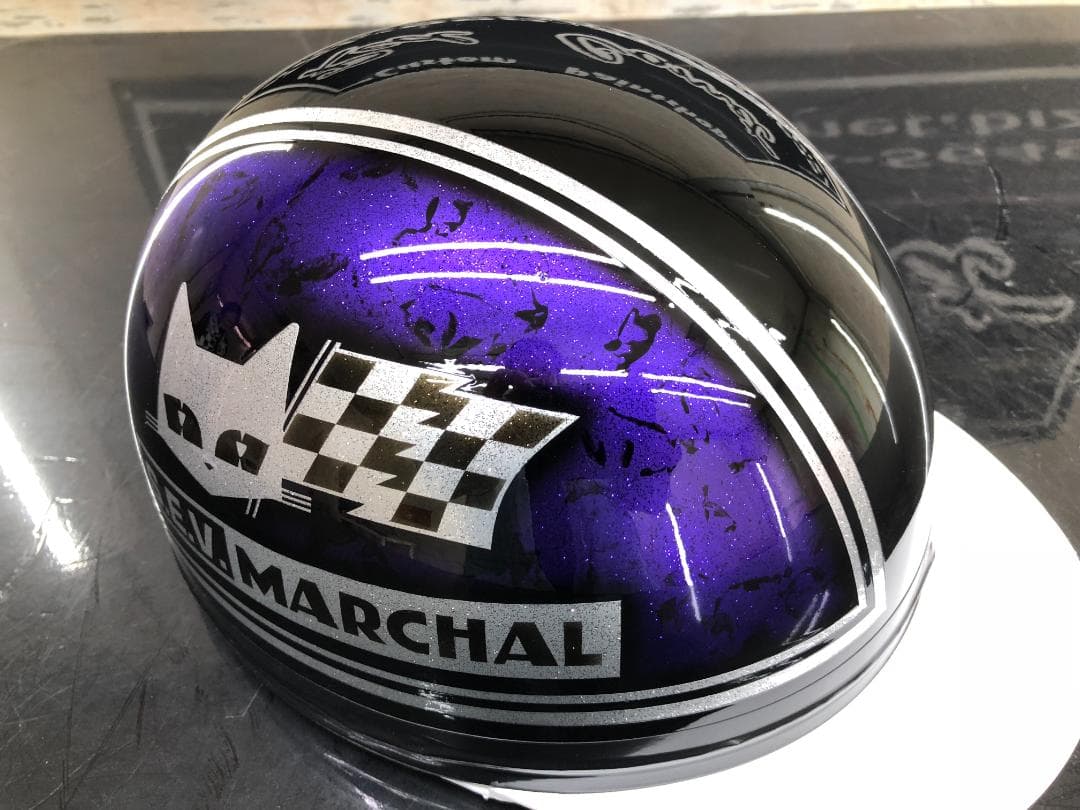 ３つボタン送料込！！カスタムコルク半　マーシャル 黒紫ラップ　ラメ最安値084