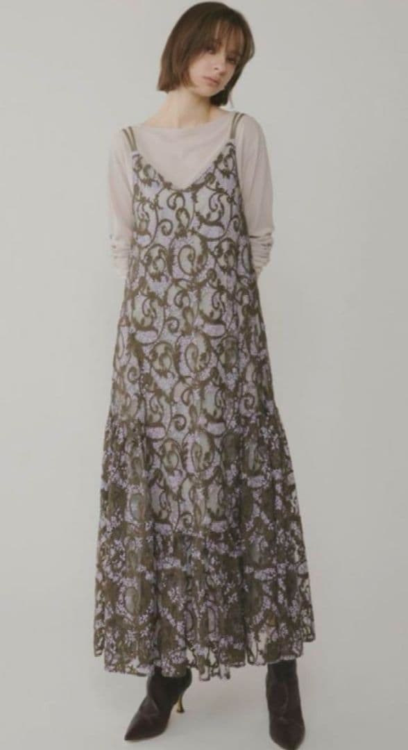 【3/7限定価格】グレースコンチネンタル レースキャミロングワンピース