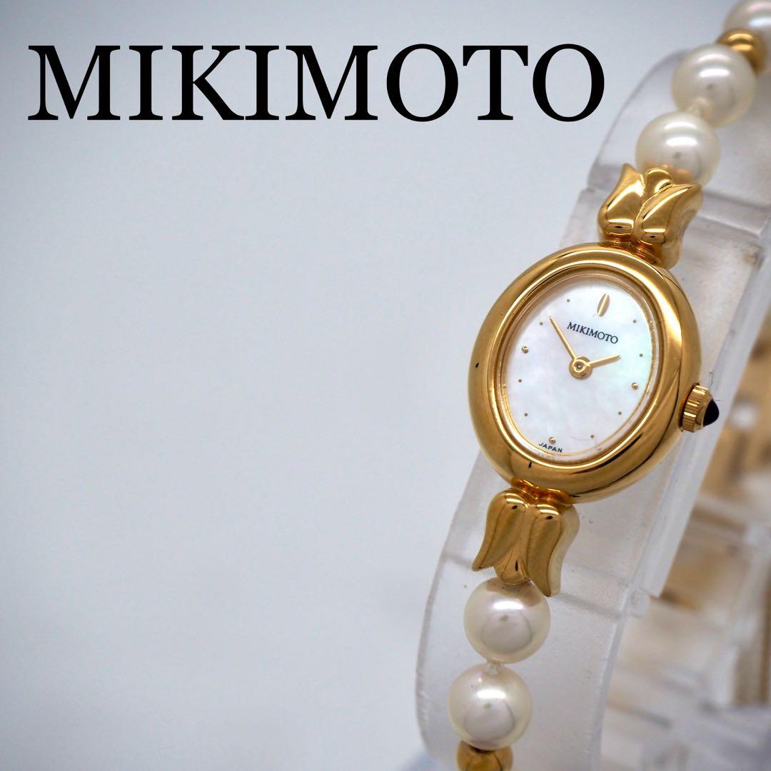 388 稼働【美品】MIKIMOTO 腕時計　あこやパールウォッチ 18KGP