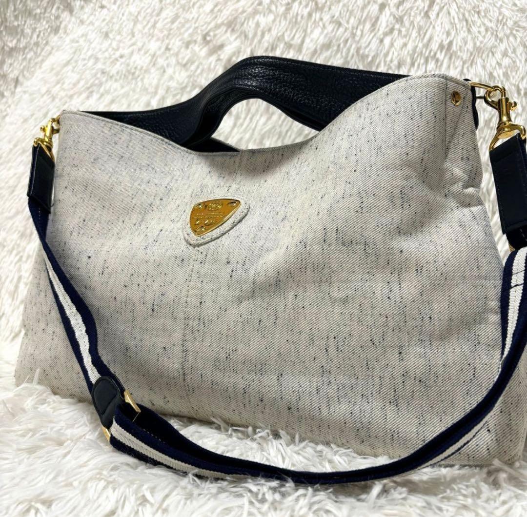 【希少】アタオ　ATAOエルヴィ ホワイトデニム ショルダーバッグ 2way